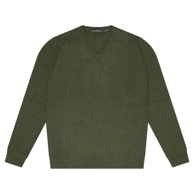 Mens Knitwear*Sweater Shop Extra Fine V Neck Sweater Green