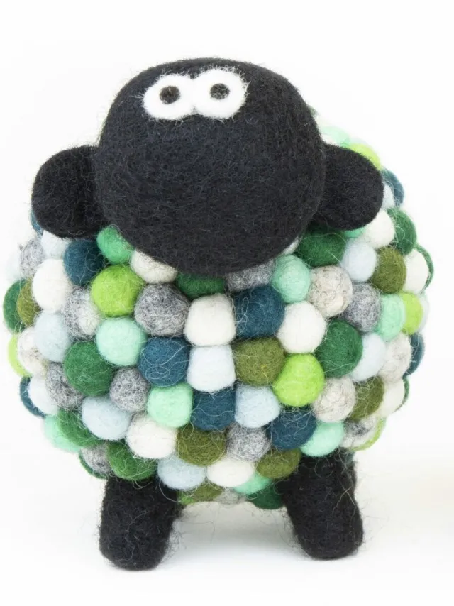 Sheep Toys And Gifts*Sweater Shop Felt Sheep Collectible Green - Large