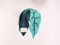 Ladies Felt Scarves*Sweater Shop Felt Wool Leaf Scarf Blue