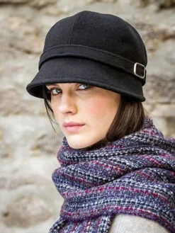 Ladies Hats*Sweater Shop Flapper Cap Black One Size