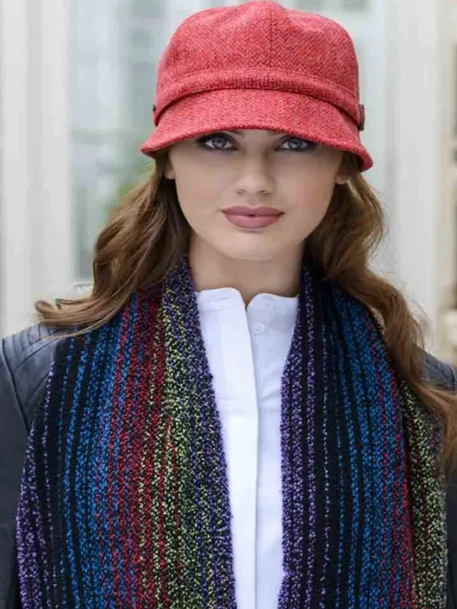 Aran Wool Hats|Ladies Hats*Sweater Shop Flapper Cap Coral Col: 215