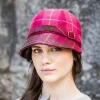 Aran Wool Hats*Sweater Shop Flapper Cap Pink Check - colour no. 223A One Size