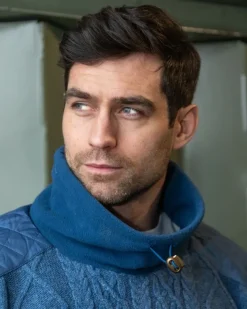 Mens Knitwear*Sweater Shop Fully Lined Cowl Neck Sweater Blue