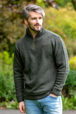Mens Fisherman Sweaters|Mens Knitwear*Sweater Shop Halfzip Sweater Lambswool A227