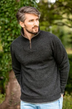 Mens Fisherman Sweaters|Mens Knitwear*Sweater Shop Halfzip Sweater Lambswool A227