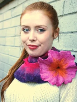 Ladies Felt Scarves*Sweater Shop Handmade Felt Wool Flower Scarf