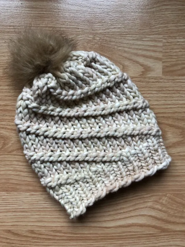 Aran Wool Hats*Sweater Shop Handmade in Ireland - Super Soft hat with pom pom - Natural