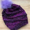 Aran Wool Hats|Ladies Hats*Sweater Shop Handmade in Ireland - Super Soft hat with pom pom- Purple