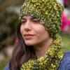 Aran Wool Hats*Sweater Shop Handmade in Ireland - Supersoft hat with snood set - Green