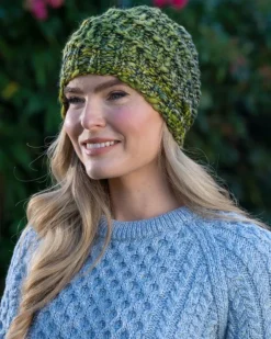 Aran Wool Hats|Ladies Hats*Sweater Shop Handmade in Ireland - Super Soft Merino Wool Hat Green