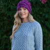 Aran Wool Hats|Ladies Hats*Sweater Shop Handmade in Ireland - Super Soft Merino Wool Hat Purple