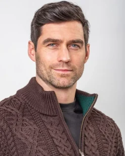 Cashmere And Merino Sweaters|Mens Knitwear*Sweater Shop Heavyweight Extra Fine Merino Wool Half Zip Sweater - Brown