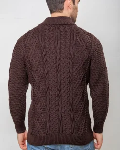 Cashmere And Merino Sweaters|Mens Knitwear*Sweater Shop Heavyweight Extra Fine Merino Wool Half Zip Sweater - Brown