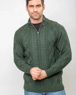 Cashmere And Merino Sweaters|Mens Knitwear*Sweater Shop Heavyweight Extra Fine Merino Wool Half Zip Sweater - Forest Green