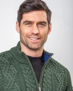 Cashmere And Merino Sweaters|Mens Knitwear*Sweater Shop Heavyweight Extra Fine Merino Wool Half Zip Sweater - Forest Green