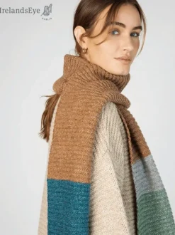 Ladies Merino Wool Scarves|Ladies Wool Cashmere Scarves*Sweater Shop IrelandsEye Knitwear u2018Elderu2019 Contrast Panel Scarf