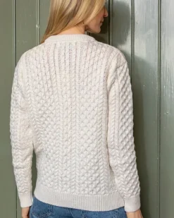 Womens Irish Knitwear|Ladies Cardigans*Sweater Shop Irish Aran Lumber Cardigan Natural