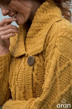 Womens Irish Knitwear|Ladies Cardigans*Sweater Shop Irish Aran One Button Cardigan