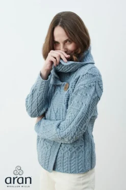 Womens Irish Knitwear|Ladies Cardigans*Sweater Shop Irish Aran One Button Cardigan