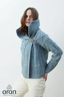 Womens Irish Knitwear|Ladies Cardigans*Sweater Shop Irish Aran One Button Cardigan
