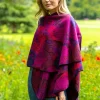 Ladies Aran Ponchos & Capes*Sweater Shop Irish Celtic Design Shawl - Fuchsia