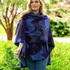 Ladies Aran Ponchos & Capes*Sweater Shop Irish Celtic Design Shawl - Purple