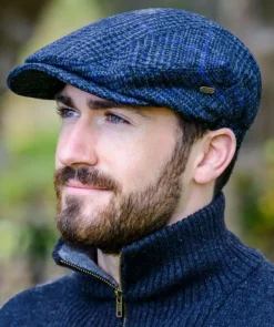 Mens Caps*Sweater Shop Kerry Peak Cap Blue Check 434