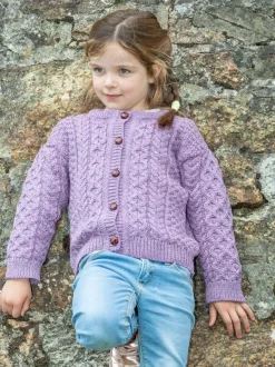 Childrens' Aran Cardigans|Kids Aran Sweaters*Sweater Shop Kids Aran Cardigan Lavander