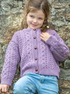 Childrens' Aran Cardigans|Kids Aran Sweaters*Sweater Shop Kids Aran Cardigan Lavander