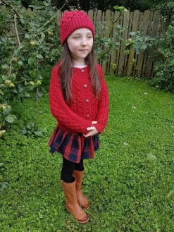 Childrens' Aran Cardigans*Sweater Shop Kids Aran Cardigan Red