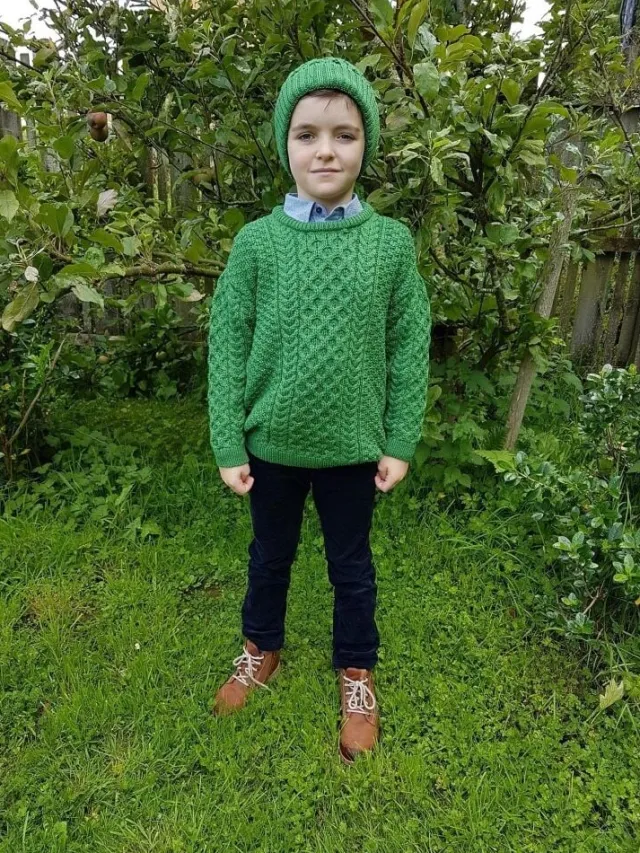 Kids Aran Sweaters*Sweater Shop Kids Aran Sweater Green