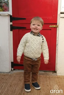 Kids Hand-Knit Sweaters And Cardigans|Baby & Toddler Sweaters*Sweater Shop Kids Handknit Merino Sweater with button feature R404