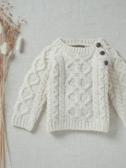 Kids Hand-Knit Sweaters And Cardigans|Baby & Toddler Sweaters*Sweater Shop Kids Handknit Merino Sweater with button feature R404