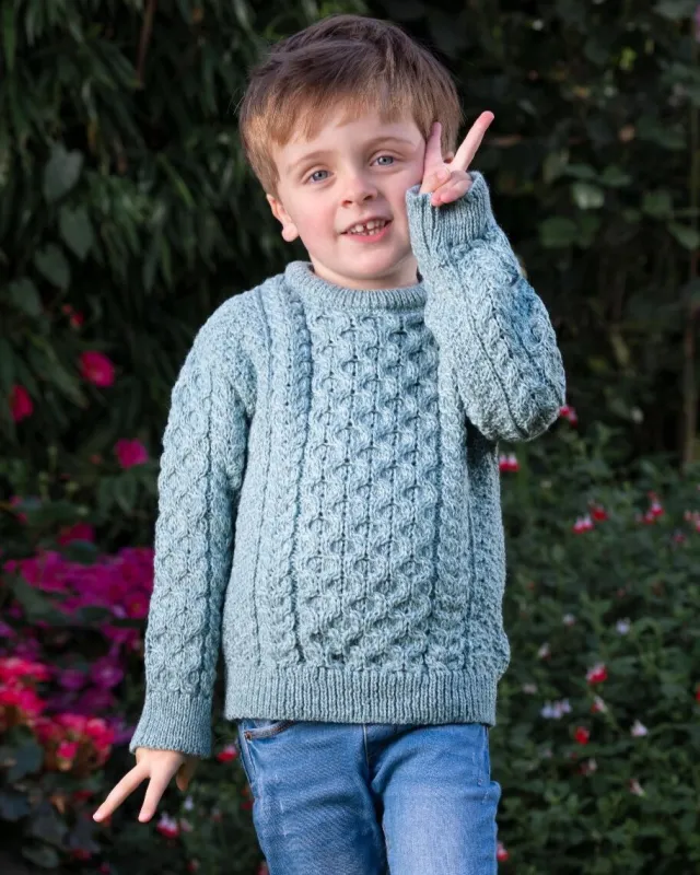 Baby & Toddler Sweaters|Kids Aran Sweaters*Sweater Shop Kids Irish Aran Sweater Aqua