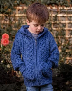 Childrens' Aran Cardigans|Kids Aran Sweaters*Sweater Shop Kids Merino Hooded Aran Zip Cardigan