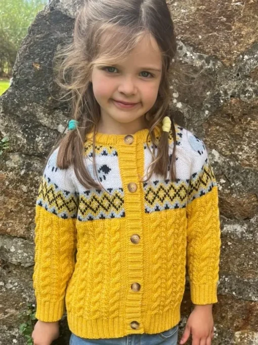 Sheep Toys And Gifts|Childrens' Aran Cardigans*Sweater Shop Kids Sheep Cardigan Merino Wool - Sunshine Yellow