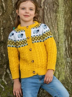 Sheep Toys And Gifts|Childrens' Aran Cardigans*Sweater Shop Kids Sheep Cardigan Merino Wool - Sunshine Yellow