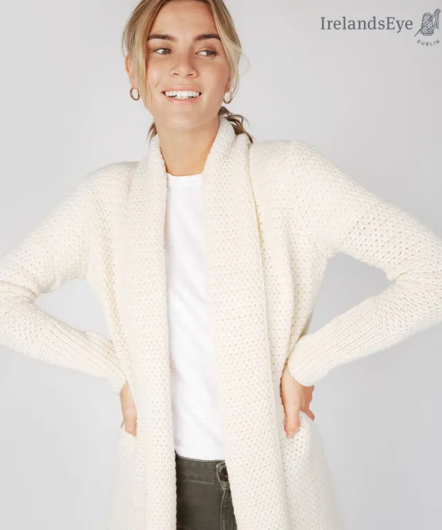 Womens Irish Knitwear|Ladies Cardigans*Sweater Shop Kilcool Textured Coatigan Natural