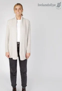 Womens Irish Knitwear|Ladies Cardigans*Sweater Shop Kilcool Textured Coatigan Silver Marl