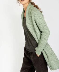 Ladies Cardigans*Sweater Shop Kilcoole Textured Coatigan Sage Marl