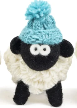 Sheep Toys And Gifts*Sweater Shop Knitted Sheep with Bobble Hat Teal Blue - Large