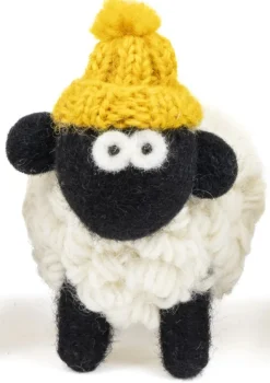 Sheep Toys And Gifts*Sweater Shop Knitted Sheep with Bobble Hat Yellow - Large