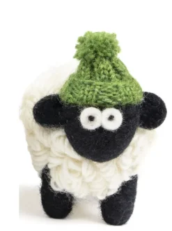 Sheep Toys And Gifts*Sweater Shop Knitted Sheep with Bobble Hat Green - Large
