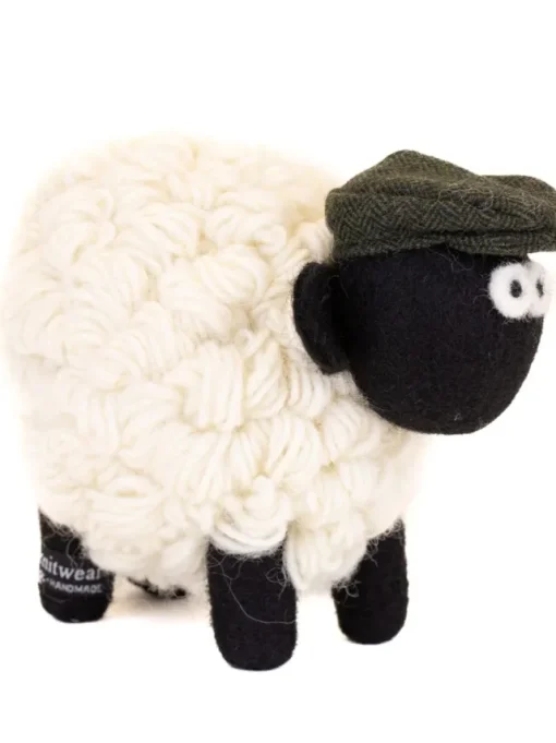 Sheep Toys And Gifts*Sweater Shop Knitted Sheep with Flat Cap - Green Medium
