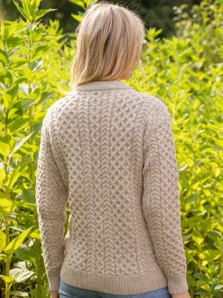 Womens Irish Knitwear|Ladies Cardigans*Sweater Shop Ladies Cable Knit Cardigan Parsnip