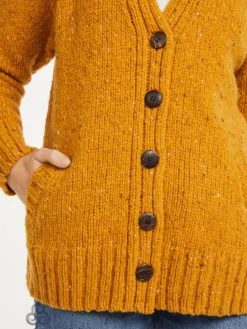Womens Irish Knitwear|Ladies Cardigans*Sweater Shop Ladies Donegal Cardigan Yellow