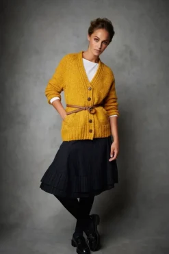 Womens Irish Knitwear|Ladies Cardigans*Sweater Shop Ladies Donegal Cardigan Yellow