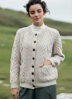 Womens Irish Knitwear|Hand Knit Sweaters*Sweater Shop Ladies Handknit Cardigan Parsnip