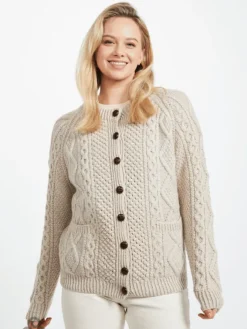 Womens Irish Knitwear|Hand Knit Sweaters*Sweater Shop Ladies Handknit Cardigan Parsnip