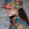 Aran Wool Hats|Ladies Hats*Sweater Shop Ladies Irish Flapper Cap Orange Check Col: 60